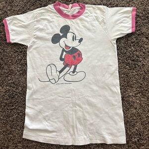 Vintage - Disney Mickey Mouse Short Sleeve Tee White and Purple- lavender- SMALL